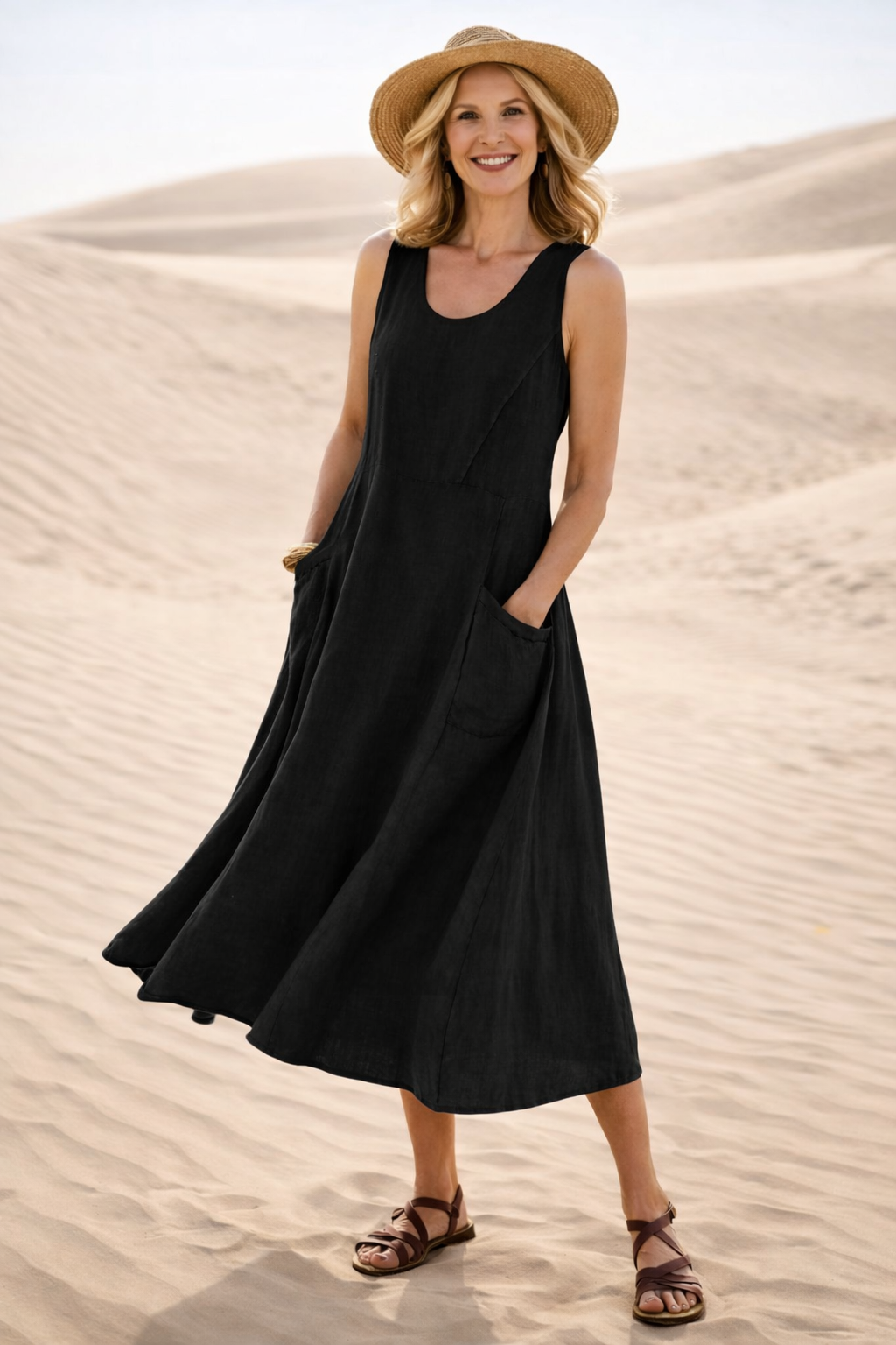 Luna | Vestido midi cómodo de corte acampanado