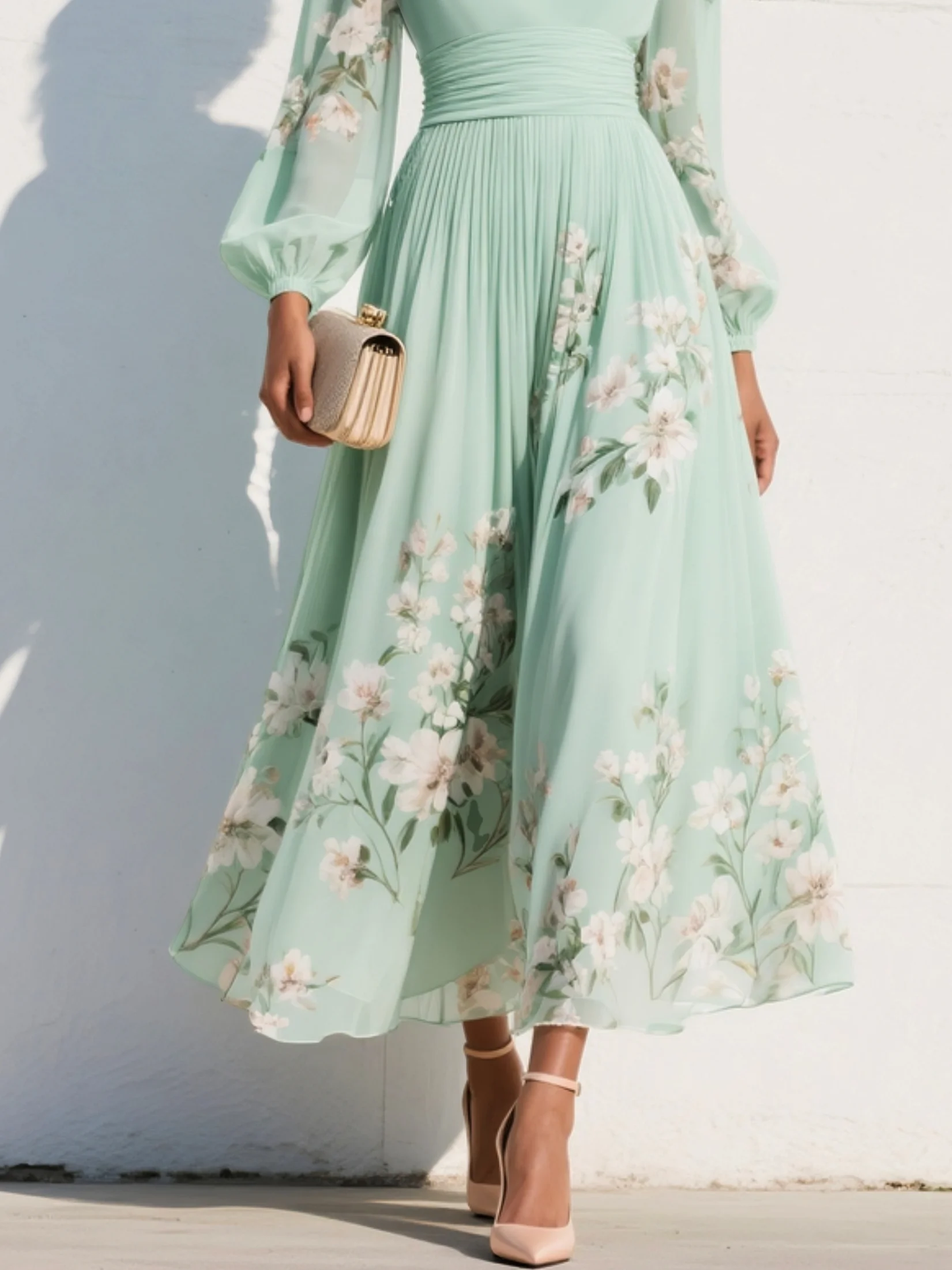 Alma | Vestido Midi de Chiffon Verde Agua