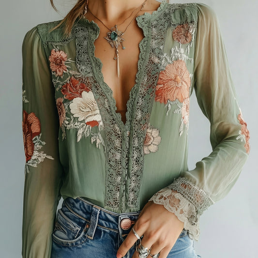 Aurora | Floral Lace Blouse