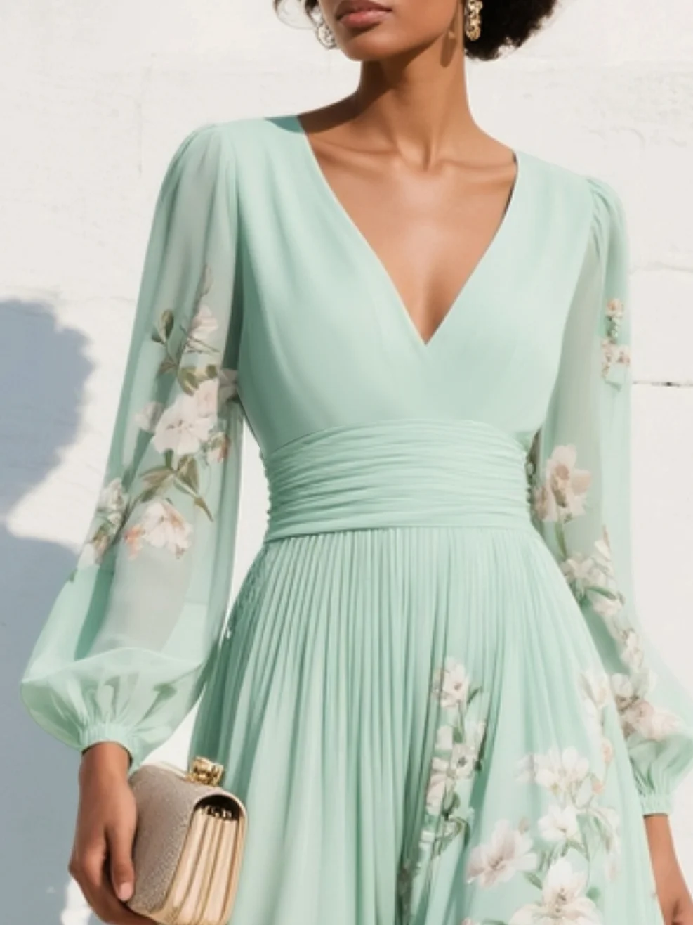 Alma | Vestido Midi de Chiffon Verde Agua