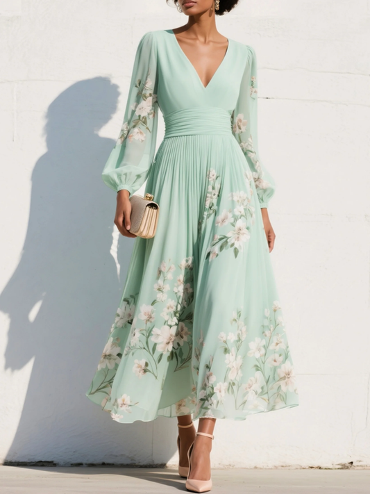 Alma | Vestido Midi de Chiffon Verde Agua