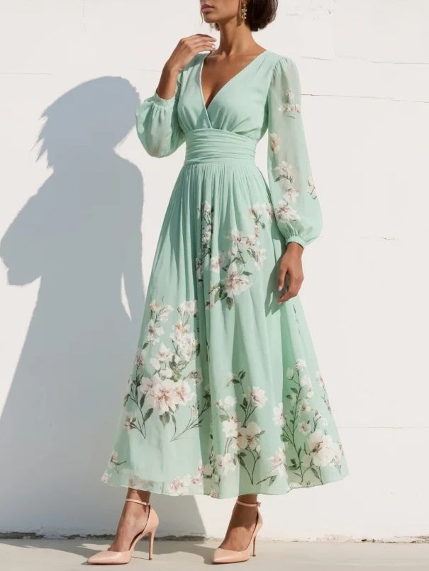 Alma | Vestido Midi de Chiffon Verde Agua