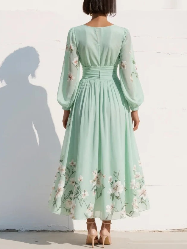 Alma | Vestido Midi de Chiffon Verde Agua